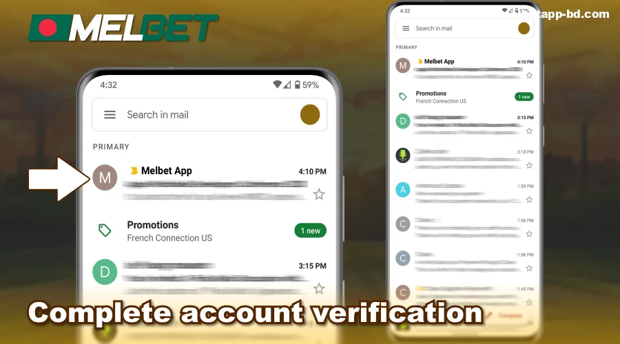 Verify your email in Melbet Bangladesh App